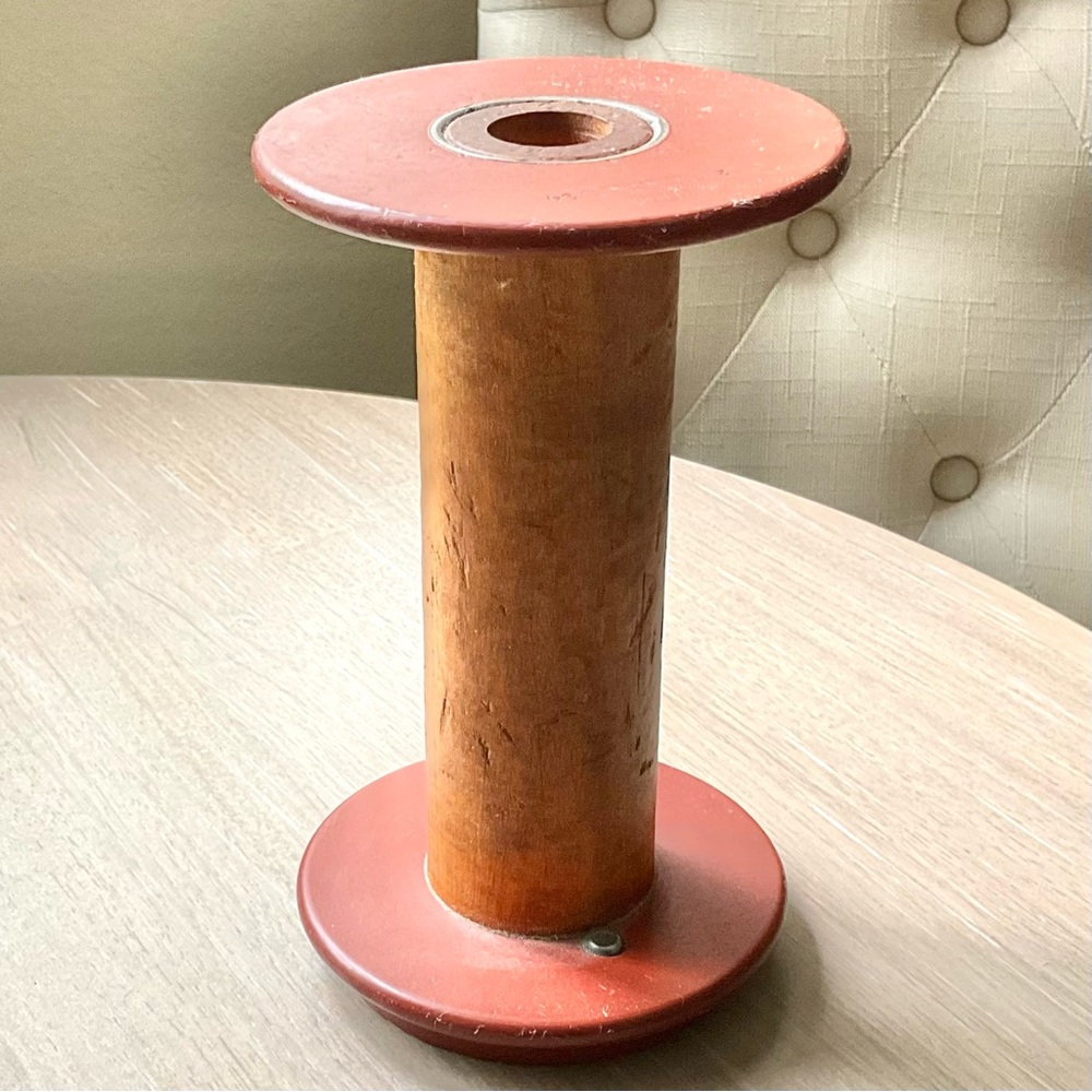 Large Vintage Wood Spool Cozy Farmhouse Cottage Decor